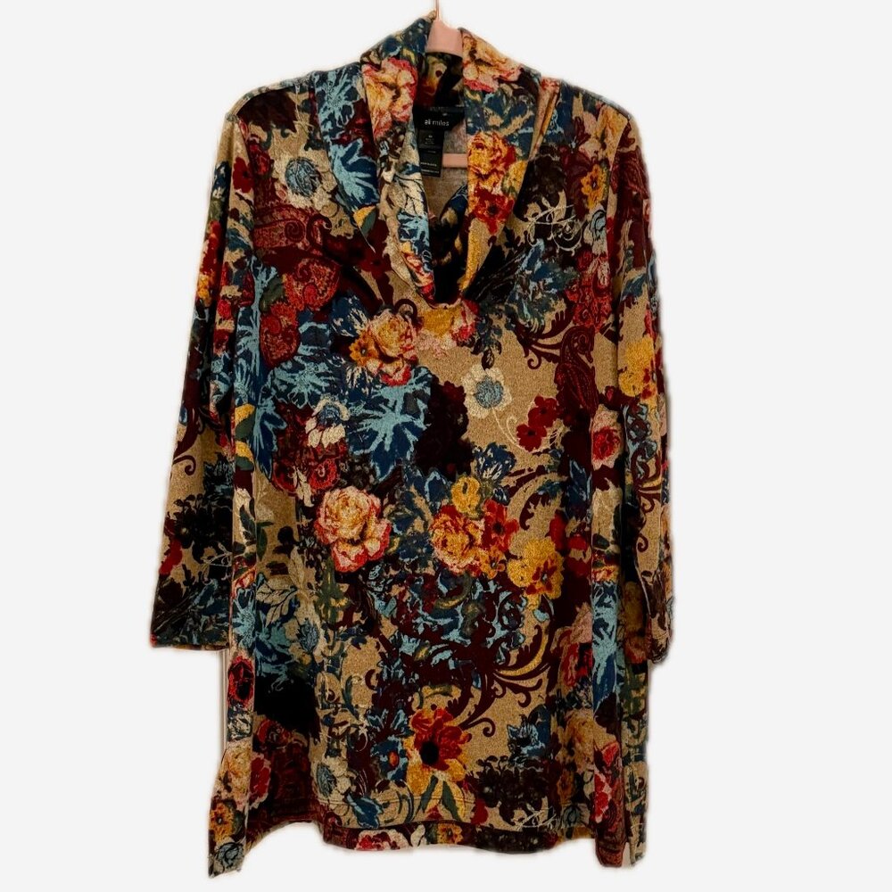 Ali Miles Multicolor Fall Cowl Tunic Top – Size M